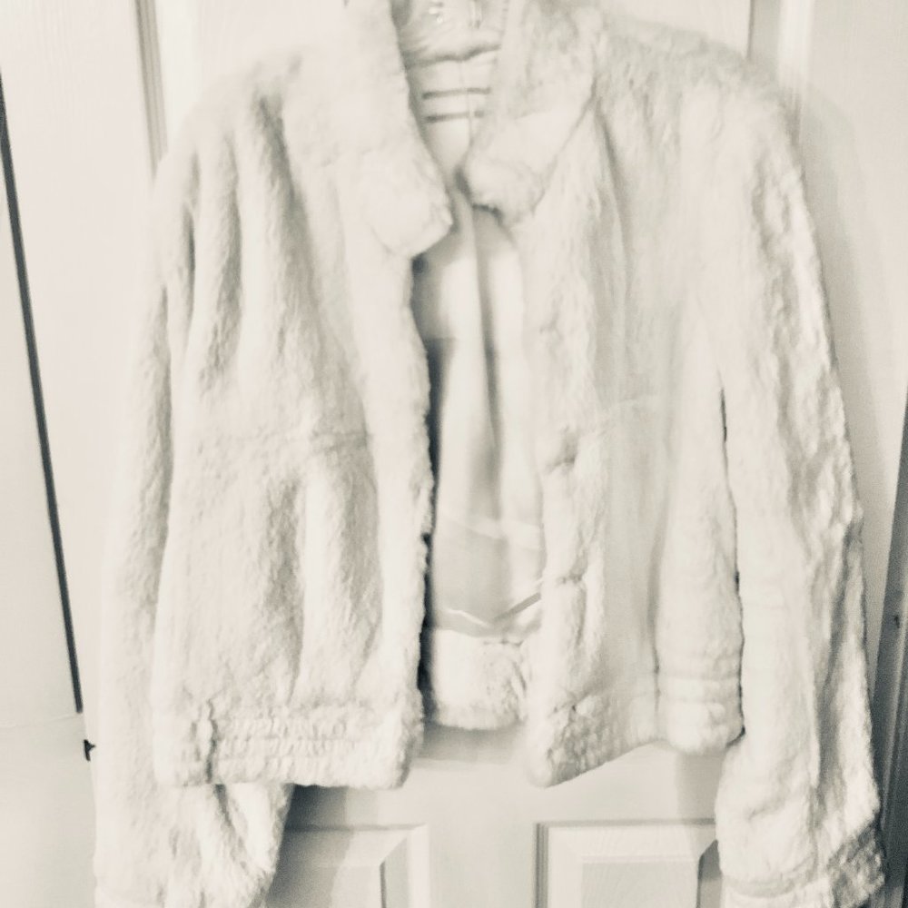 BCBG Real Rabbit Fur Jacket - White - Picture 2 of 3